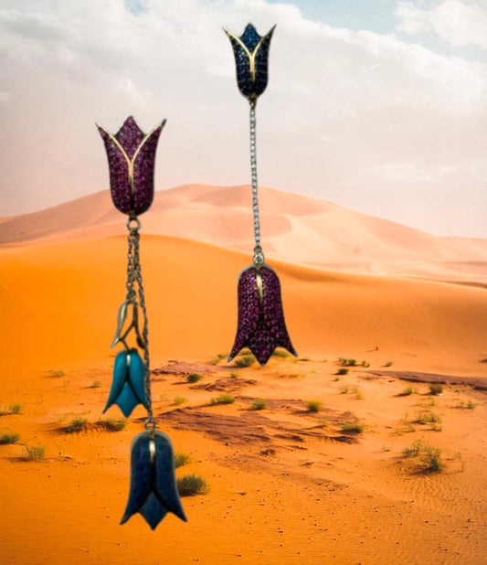 Mutli-colored Lotus Drop Earrings